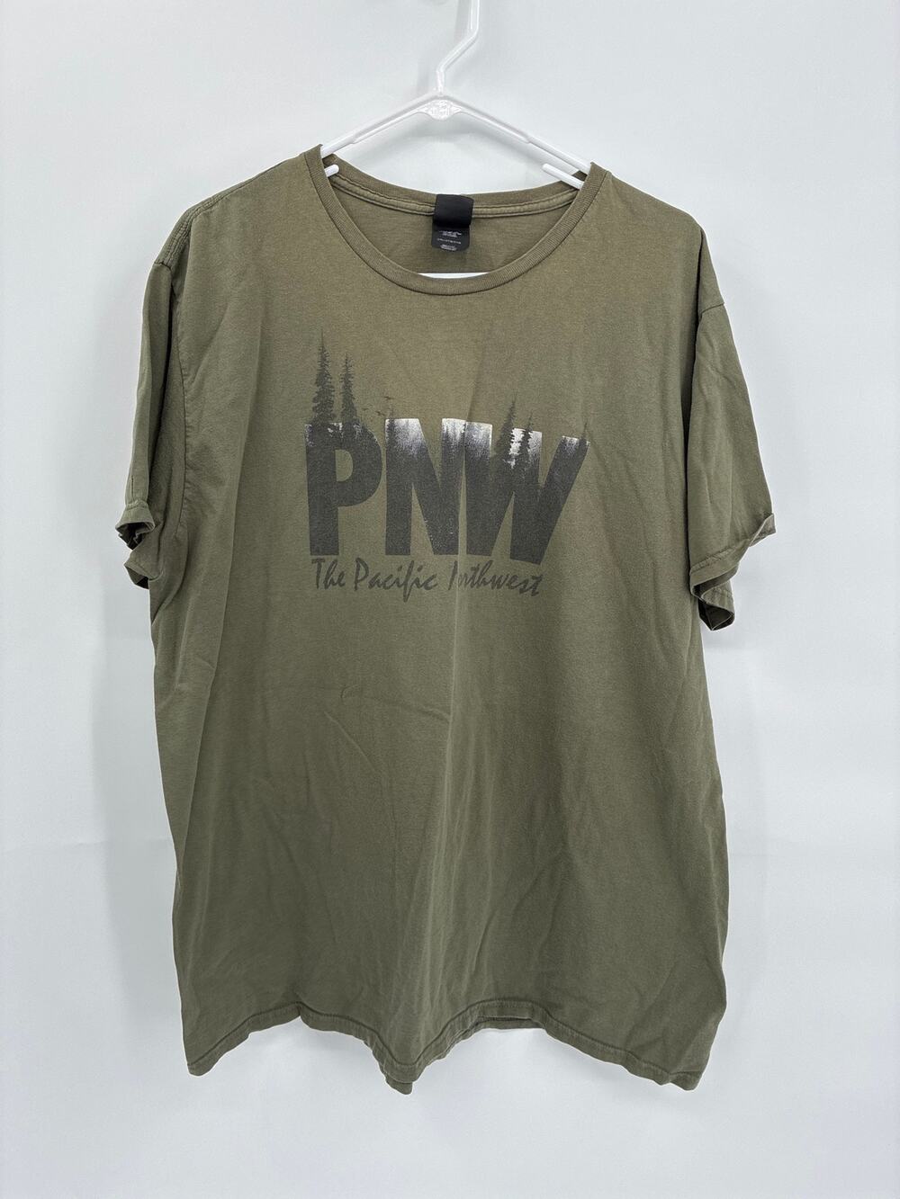 PNW The Pacific Northwest Green Short Sleeve T-shirt Trees Hanes Nano 2XL